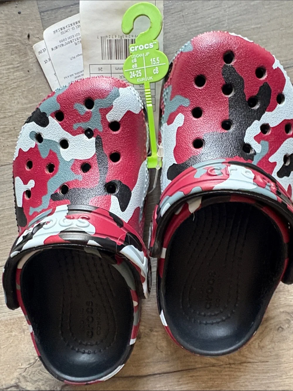 CROCS Kids Clog in Red, White, Black, Gray Camo